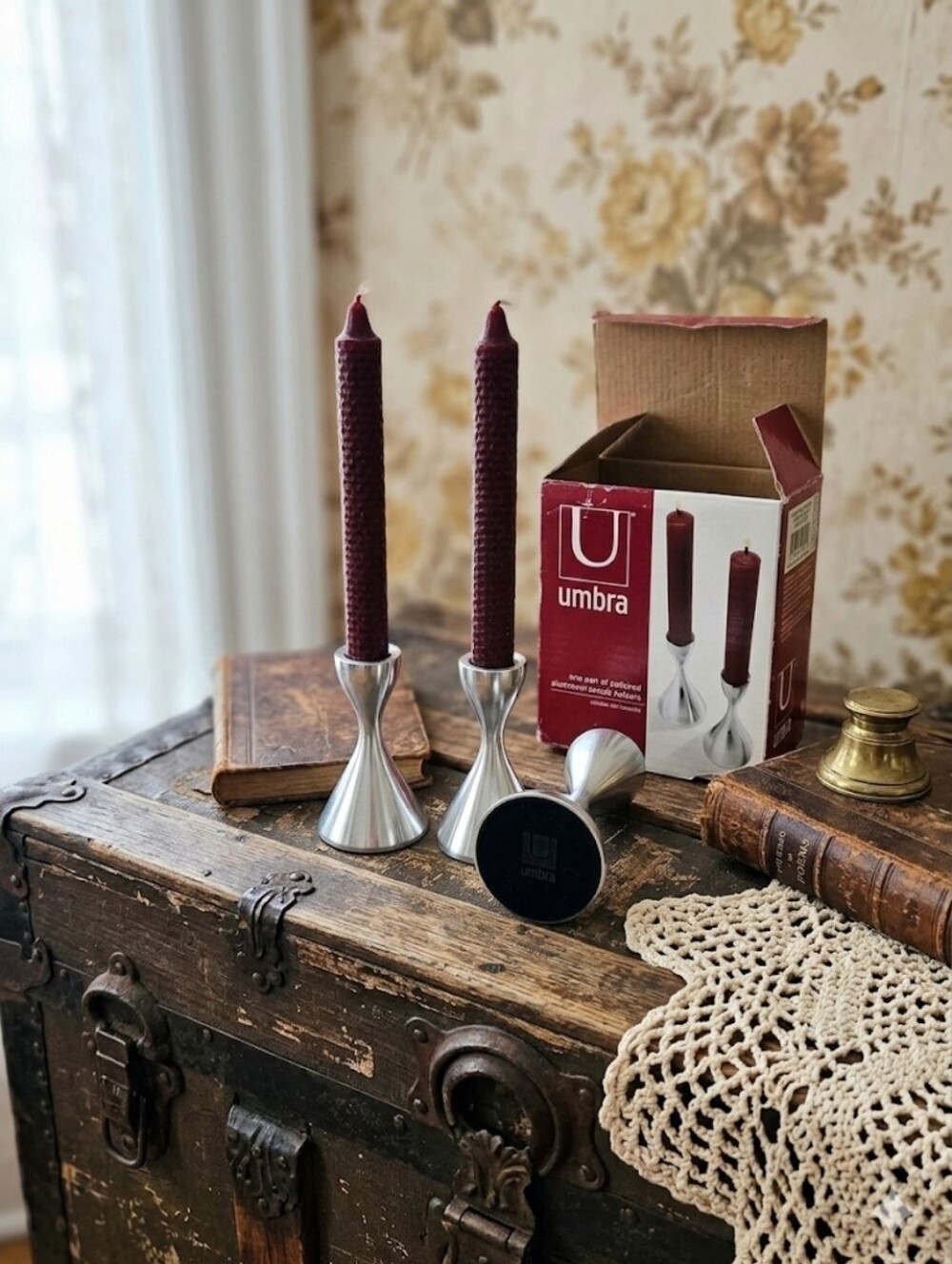 Vintage Umbra "Flicker" Polished Aluminum Candle Holders Set NIB